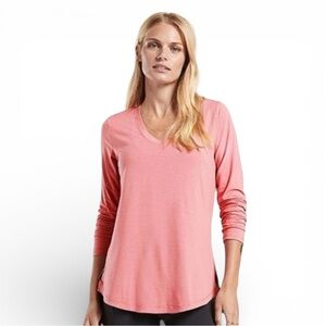 ATHLETA Essential V-Neck Long-Sleeve Top - Antique Rose XL